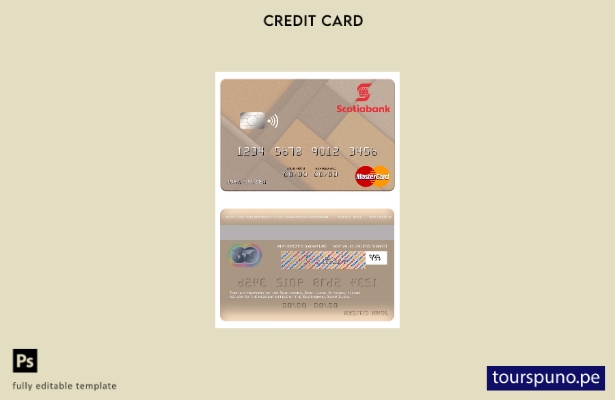 lista para imprimir plantilla de mastercard Scotiabank de Santa Lucía